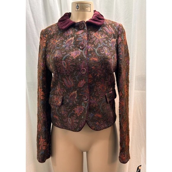 VINTAGE DKNY Coat Corduroy / Twit Multicolor Blazer Size 6 #1279 - Picture 2 of 14